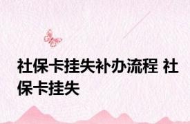 社保卡挂失补办流程 社保卡挂失 