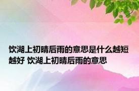 饮湖上初晴后雨的意思是什么越短越好 饮湖上初晴后雨的意思