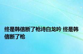 终是韩信断了枪诗白龙吟 终是韩信断了枪 