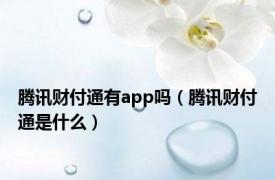 腾讯财付通有app吗（腾讯财付通是什么）