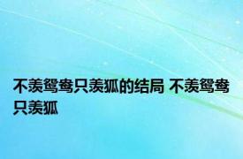 不羡鸳鸯只羡狐的结局 不羡鸳鸯只羡狐 