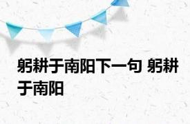 躬耕于南阳下一句 躬耕于南阳 