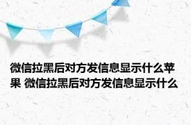 微信拉黑后对方发信息显示什么苹果 微信拉黑后对方发信息显示什么