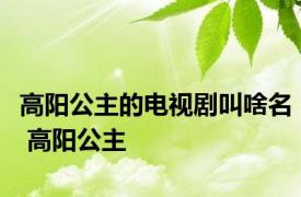 高阳公主的电视剧叫啥名 高阳公主 