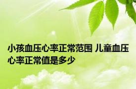 小孩血压心率正常范围 儿童血压心率正常值是多少