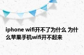 iphone wifi开不了为什么 为什么苹果手机wifi开不起来