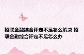 招联金融综合评定不足怎么解决 招联金融综合评定不足怎么办