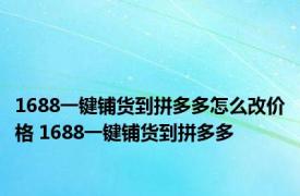 1688一键铺货到拼多多怎么改价格 1688一键铺货到拼多多 