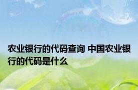 农业银行的代码查询 中国农业银行的代码是什么