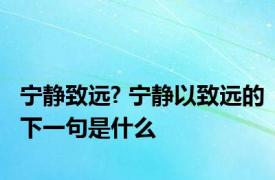 宁静致远? 宁静以致远的下一句是什么