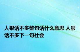 人狠话不多整句话什么意思 人狠话不多下一句社会 