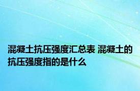 混凝土抗压强度汇总表 混凝土的抗压强度指的是什么