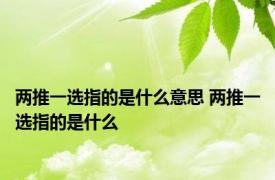 两推一选指的是什么意思 两推一选指的是什么