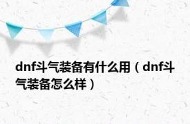 dnf斗气装备有什么用（dnf斗气装备怎么样）