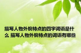 描写人物外貌特点的四字词语是什么 描写人物外貌特点的词语有哪些