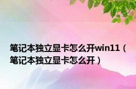 笔记本独立显卡怎么开win11（笔记本独立显卡怎么开）