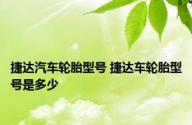 捷达汽车轮胎型号 捷达车轮胎型号是多少