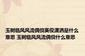 玉树临风风流倜傥英俊潇洒是什么意思 玉树临风风流倜傥什么意思