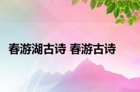 春游湖古诗 春游古诗 