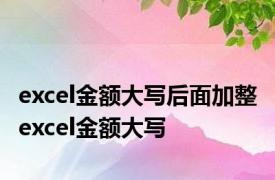 excel金额大写后面加整 excel金额大写 