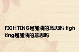 FIGHTING是加油的意思吗 fighting是加油的意思吗