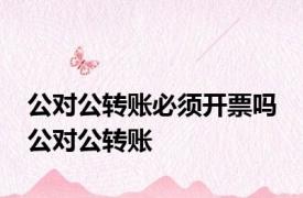 公对公转账必须开票吗 公对公转账 