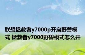 联想拯救者y7000p开启野兽模式 拯救者y7000野兽模式怎么开