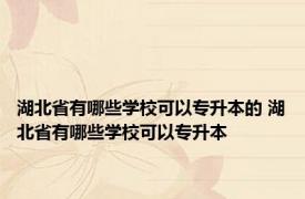 湖北省有哪些学校可以专升本的 湖北省有哪些学校可以专升本