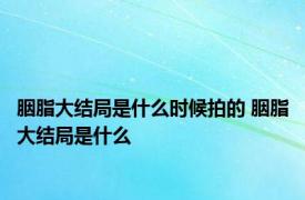 胭脂大结局是什么时候拍的 胭脂大结局是什么