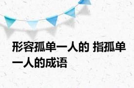 形容孤单一人的 指孤单一人的成语