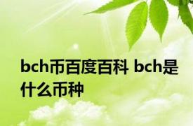 bch币百度百科 bch是什么币种