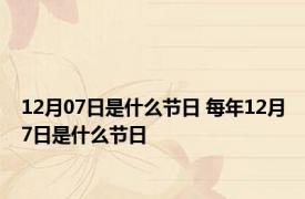 12月07日是什么节日 每年12月7日是什么节日