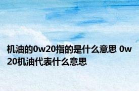 机油的0w20指的是什么意思 0w20机油代表什么意思