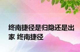 终南捷径是归隐还是出家 终南捷径 