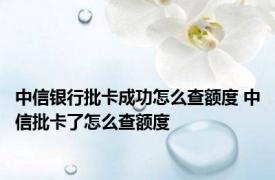 中信银行批卡成功怎么查额度 中信批卡了怎么查额度