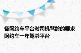 各网约车平台对司机驾龄的要求 网约车一年驾龄平台 