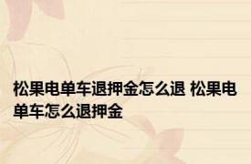 松果电单车退押金怎么退 松果电单车怎么退押金 