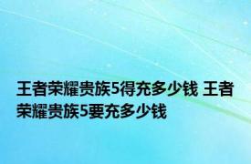 王者荣耀贵族5得充多少钱 王者荣耀贵族5要充多少钱 