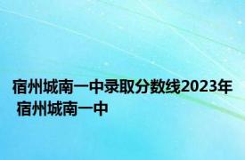 宿州城南一中录取分数线2023年 宿州城南一中 