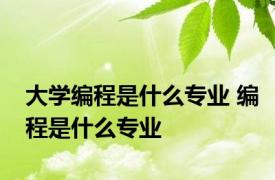 大学编程是什么专业 编程是什么专业