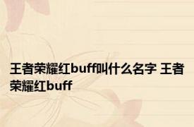 王者荣耀红buff叫什么名字 王者荣耀红buff 