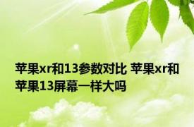 苹果xr和13参数对比 苹果xr和苹果13屏幕一样大吗