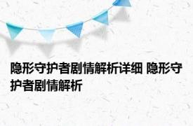 隐形守护者剧情解析详细 隐形守护者剧情解析