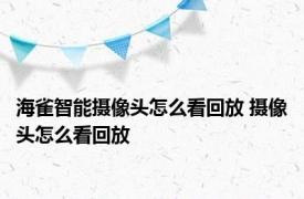 海雀智能摄像头怎么看回放 摄像头怎么看回放