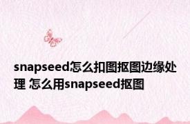 snapseed怎么扣图抠图边缘处理 怎么用snapseed抠图