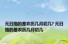 元日指的是农历几月初几? 元日指的是农历几月初几