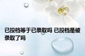 已投档等于已录取吗 已投档是被录取了吗 