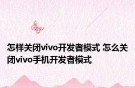 怎样关闭vivo开发者模式 怎么关闭vivo手机开发者模式