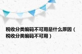 税收分类编码不可用是什么原因（税收分类编码不可用）