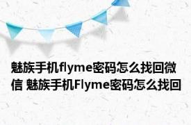 魅族手机flyme密码怎么找回微信 魅族手机Flyme密码怎么找回